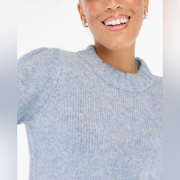 J.Crew Fuzzy Puff-Sleeve Sweater — NWT — Size XL — Heather Frosted Grey (Blue) - Picture 2 of 12